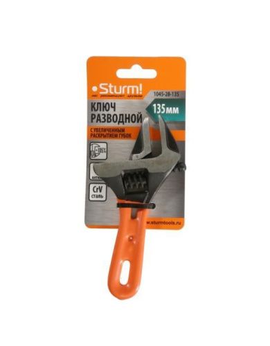Разводной ключ с тонкими губками, 135 мм, зев 34мм, фосфатированный,  Sturm-Tehinstrument