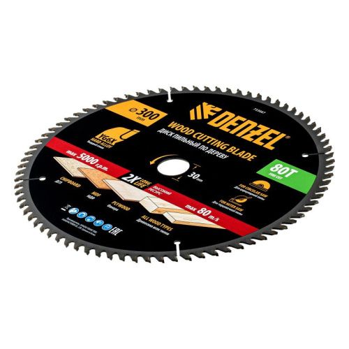 Пильный диск по дереву ф300 х 30 мм, 80 зубьев Denzel-Tehinstrument
