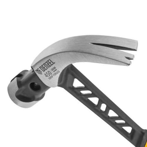 Молоток-гвоздодер 450 г, цельнокованый,боек с магнитом, двухкомп. обрезин. рук-ка Denzel-Tehinstrument