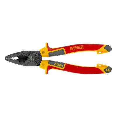 Плоскогубцы комбинированные, диэлектрические трехкомпонентные рукоятки до 1000 В, 180 мм Denzel-Tehinstrument