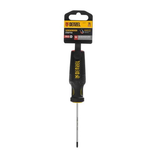 Отвертка, PH0х75 мм, S2, 3к рукоятка Denzel-Tehinstrument