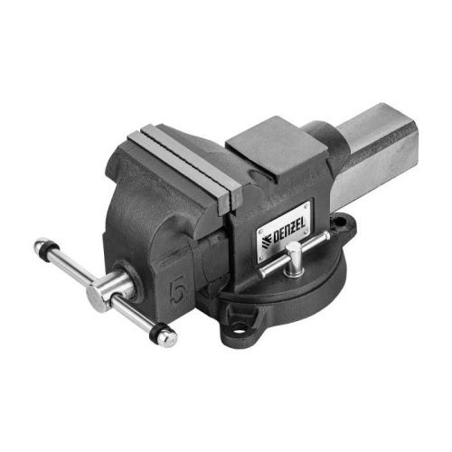 Тиски слесарные BVH-125, 125 мм, поворотные, стальная направляющая, с наковальней //Denzel-Tehinstrument