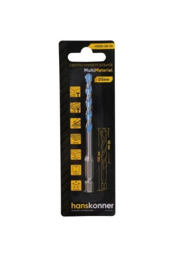 Сверло универсальное 5мм, Hanskonner H1055-08-05-Tehinstrument