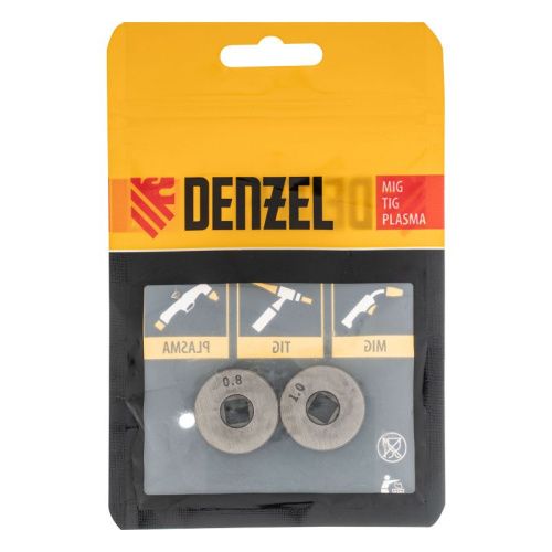 Подающий ролик, U профиль зубчатый под флюсовую проволоку 0,8-1мм посадка квадрат, 2 шт Denzel-Tehinstrument