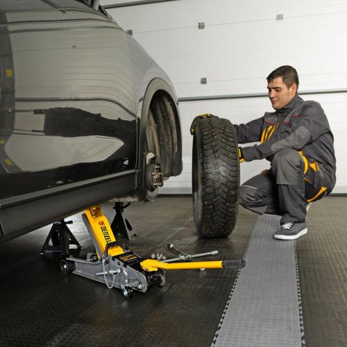 Домкрат гидравлический подкатной с фиксатором, 2,5 т, 85-385 мм Denzel-Tehinstrument