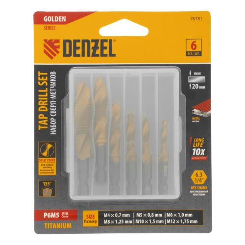 Набор сверл-метчиков, М4-М12, Р6М5 // Denzel-Tehinstrument