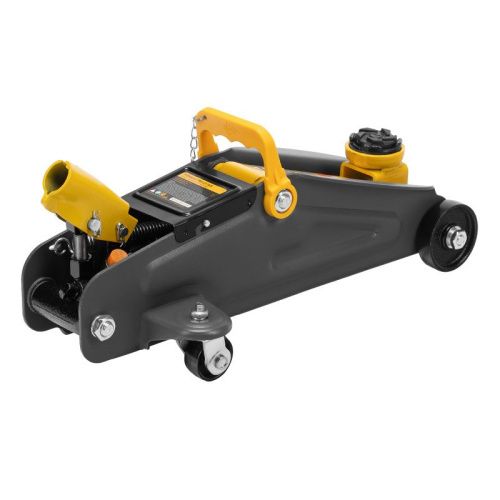 Домкрат гидравлический подкатной с фиксатором, 2 т, 130-330 мм, в кейсе Denzel-Tehinstrument