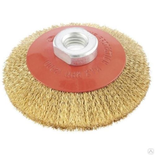 Щётка №024; 211514320 d-115 М14 вогнутая, гофрир.латун.-Tehinstrument