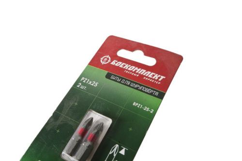Биты PZ1x25мм, сталь S2, 2шт, БОЕКОМПЛЕКТ-Tehinstrument