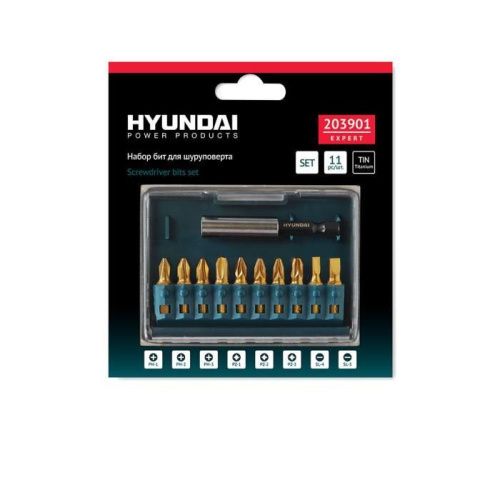 Биты для шуруповертов HYUNDAI Ph1/Ph2-2/Ph3/Pz1/Pz2-2/Pz3/Sl4/Sl5/M10*60mm 11шт 203901-Tehinstrument