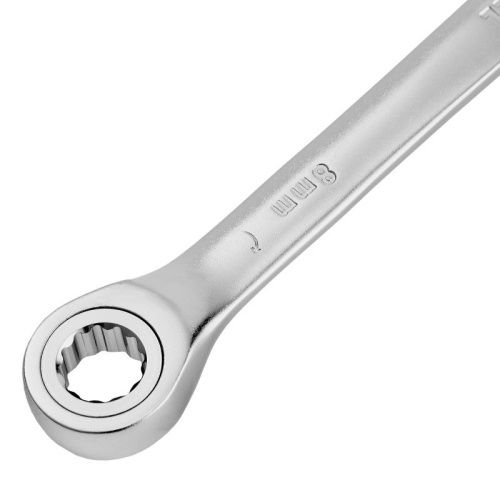 Ключ комбинированный трещоточный, 8 мм, CrV, матовый хром Denzel-Tehinstrument