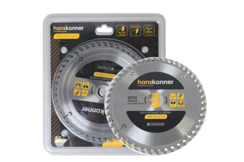 Пильный диск по дереву 190x30мм, 48 зубьев, Hanskonner-Tehinstrument