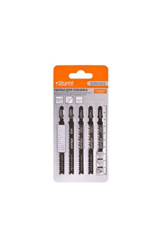 Пилки для лобзика по дереву T144DP,  5 шт, 100х75мм, шаг зуба 4мм, быстрый прямой рез, HCS,  Sturm-Tehinstrument