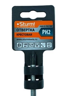 Отвертка крестовая PH2x100мм, CrV, магнитный наконечник  Sturm-Tehinstrument