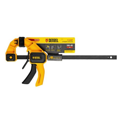 Струбцина F-образная, быстрозажимная, 300 х 80 мм, усиленный нейлоновый корпус Denzel-Tehinstrument