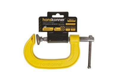 Струбцина G-образная, 75 мм / 3", чугун, оксидированный винт, hanskonner-Tehinstrument