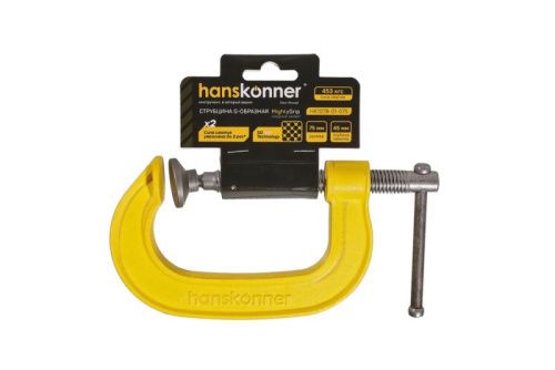 Струбцина G-образная, 75 мм / 3", чугун, оксидированный винт, hanskonner-Tehinstrument
