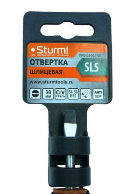 Отвертка плоский шлиц SL5х38мм, CrV, магнитный наконечник  Sturm-Tehinstrument