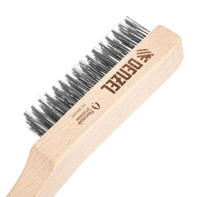 Щетка зачистная 5-и рядная, прямая проволока из нержавеющей стали с деревянной ручкой, EFP// Denzel-Tehinstrument