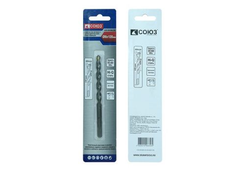 Сверло по бетону, 8x120, твердосплавная напайка BK8, треугольный хвостовик, Союз-Tehinstrument