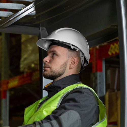 Каска защитная ударопрочная, ABS/PC, плавная регулировка, модель «Форвард» (К-05)белая Denzel-Tehinstrument