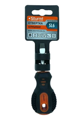 Отвертка плоский шлиц SL6х38мм, CrV, магнитный наконечник  Sturm-Tehinstrument