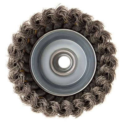 Щетка для УШМ, 100 мм, "Чашка", крученая нержавеющая проволока 0.5 мм, М14 Denzel-Tehinstrument