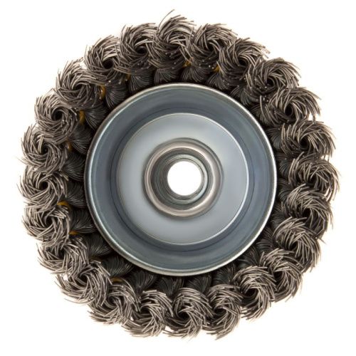 Щетка для УШМ, 100 мм, "Чашка", крученая нержавеющая проволока 0.5 мм, М14 Denzel-Tehinstrument