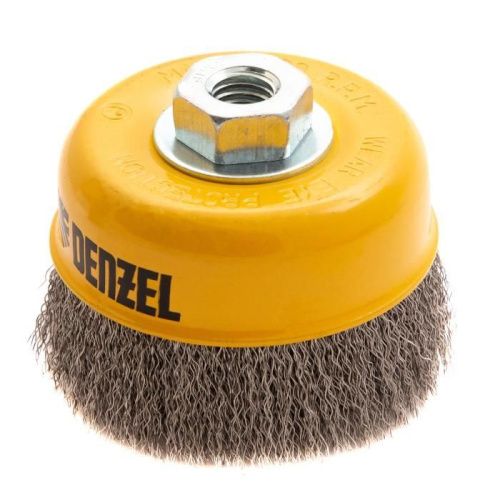 Щетка для УШМ, 100 мм, "Чашка", витая нержавеющая проволока 0.3 мм, М14 Denzel-Tehinstrument