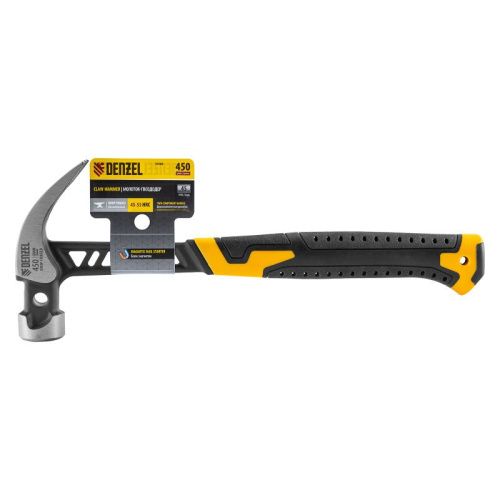 Молоток-гвоздодер 450 г, цельнокованый,боек с магнитом, двухкомп. обрезин. рук-ка Denzel-Tehinstrument