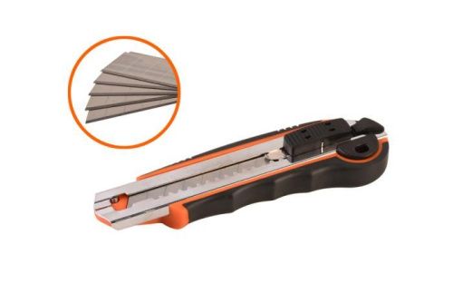 Нож строительный 18мм, 5 дополнительных лезвий,  Sturm-Tehinstrument