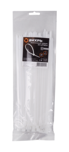 Хомуты нейлоновые (стяжки) белые 100 шт. Вихрь 4,8*250 Б-Tehinstrument