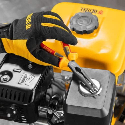 Длинногубцы прямые, диэлектрические рукоятки до 1000 В, трехкомпонентные рукоятки, 205мм Denzel-Tehinstrument