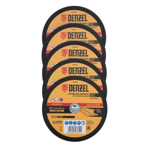 Круг отрезной по металлу, 230 х 2,0 х 22,2 мм, A36TBF, в метал.банке, 5 шт. Denzel-Tehinstrument