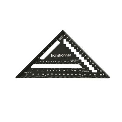 Угольник 175мм, алюминиевый сплав, чёрный анодированный корпус, белая шкала, hanskonner-Tehinstrument