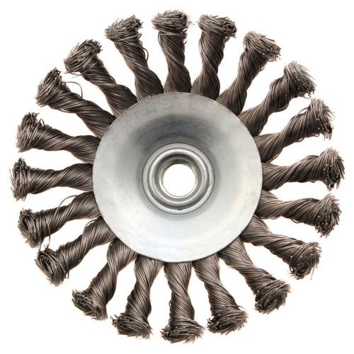 Щетка для УШМ, 125 мм, "Тарелка", крученая нержавеющая проволока 0.5 мм, М14 Denzel-Tehinstrument