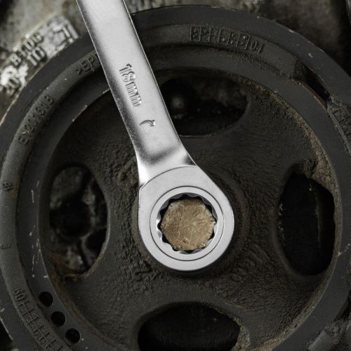 Набор ключей комбинированных трещоточных 6-19 мм, 12 шт., CrV, матовый хром Denzel-Tehinstrument