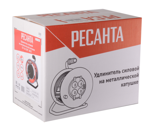 Удлинитель силовой на металлической катушке Ресанта СУ-3х2,5КГ-30/3 (с выкл., 4 розетки, IP44)-Tehinstrument