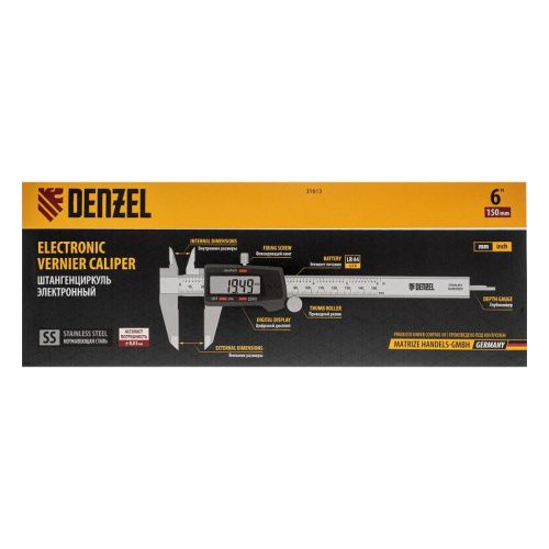 Штангенциркуль, 150 мм, электронный, с глубиномером Denzel-Tehinstrument