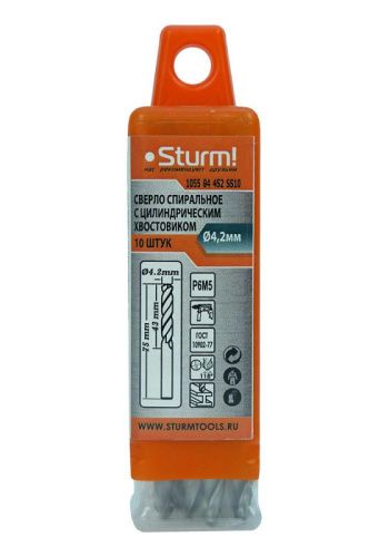 Сверло по металлу  Sturm 4,2х75 мм, сталь HSS, упаковка 10 шт-Tehinstrument
