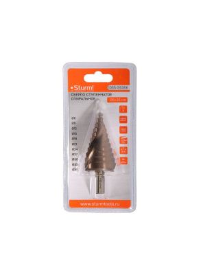 Сверло ступенчатое по металлу 6-36мм шаг 3мм Р6М5+COBALT спираль  Sturm-Tehinstrument