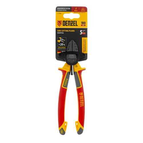 Бокорезы, диэлектрические рукоятки, до 1000 В, трехкомпонентные рукоятки, 180 мм Denzel-Tehinstrument