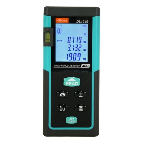 Дальномер лазерный 0,05-40м, LCD дисплей, встроенный уровень, чехол,  Sturm-Tehinstrument