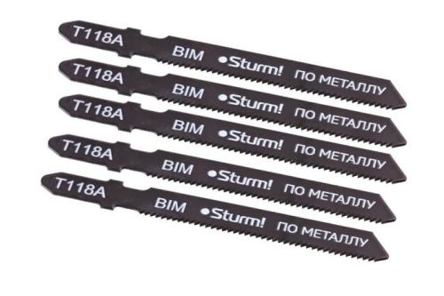 Пилки для лобзика по металлу T118A, 5 шт, 76х51мм, шаг зуба 1,2мм, прямолинейный чистый рез, BIM,  Sturm-Tehinstrument