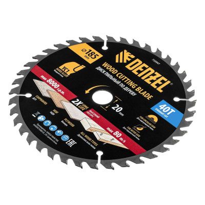 Пильный диск по дереву с гвоздями, ф185 х 20 мм, 40 зубов Denzel-Tehinstrument