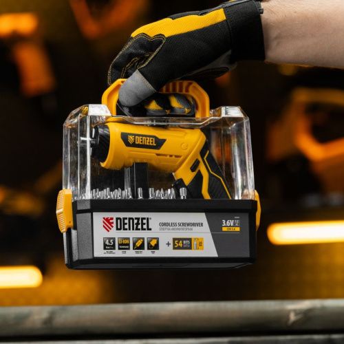 Отвертка аккумуляторная Denzel CSH-3.6, 54 биты, Li-Ion, 3,6 В-Tehinstrument