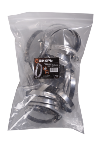 Хомуты металлические червячные Вихрь 40-60, 9мм, 25 шт.-Tehinstrument