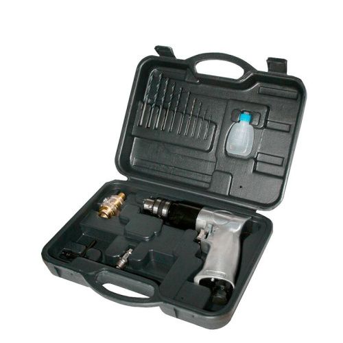 Дрель пневматическая QUATTRO ELEMENTI 10 мм, кейс, набор сверл, разъем EURO кейс, набор сверл, разъем EURO-Tehinstrument