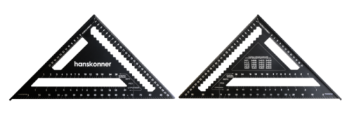 Угольник 300мм, алюминиевый сплав, чёрный анодированный корпус, белая шкала, hanskonner-Tehinstrument