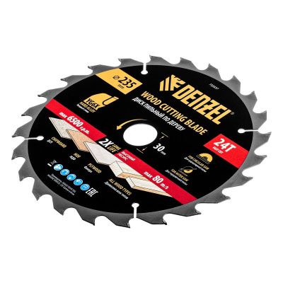 Пильный диск по дереву ф235 х 30 мм, 24 зубьев Denzel-Tehinstrument